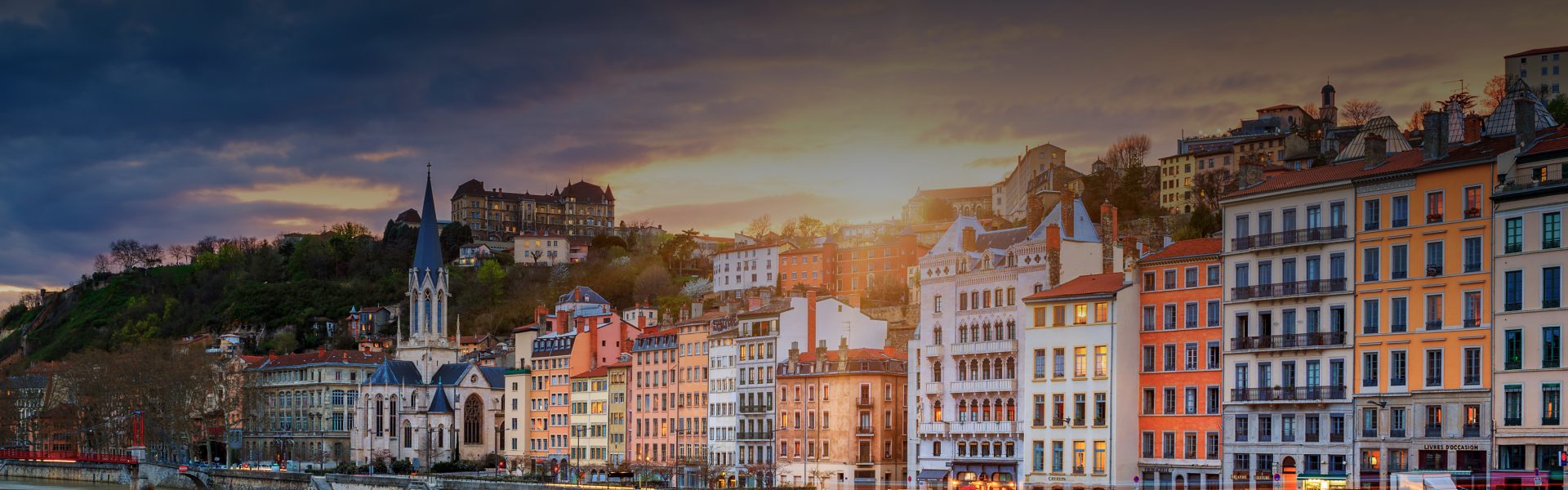 View Saone River Lyon City Sunset France 1